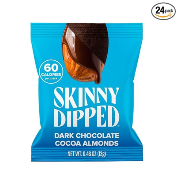 SkinnyDipped Dark Chocolate Cocoa Almonds, Healthy Snack